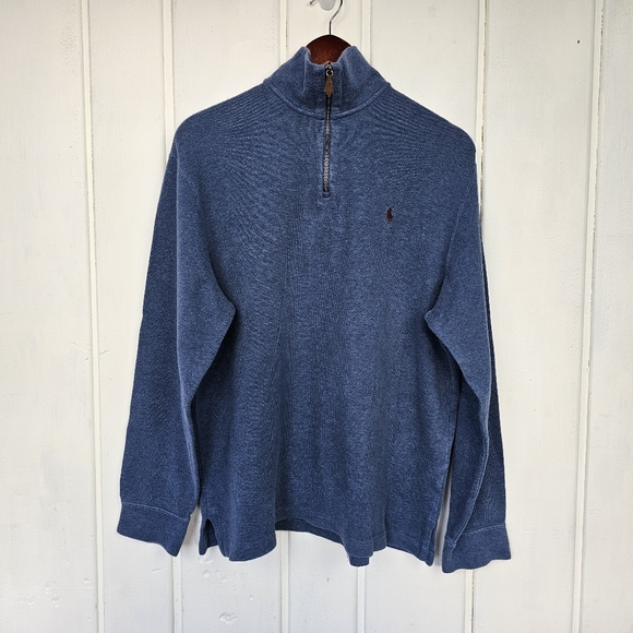 Polo Ralph Lauren Other - Polo Ralph Lauren Blue 1/4 Zip Long Sleeve Cotton Sweater Mens Large